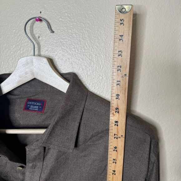 Untuckit Shirt Mens XXL Brown Button Up Flannel Long Sleeve Pocket Casual - Picture 9 of 10